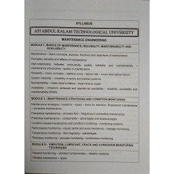 Maintenance Engineering (Elective)