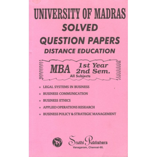Madras University Solved Question Papers - MBA 2nd Semester