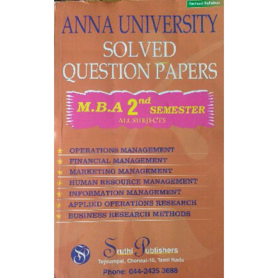 Anna University Solved Question Papers - MBA 2nd Semester Anna University Solved Question Papers - MBA 2nd Semester